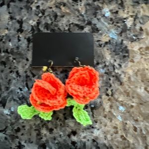 Handmade crochet earrings with rubber backing and wire